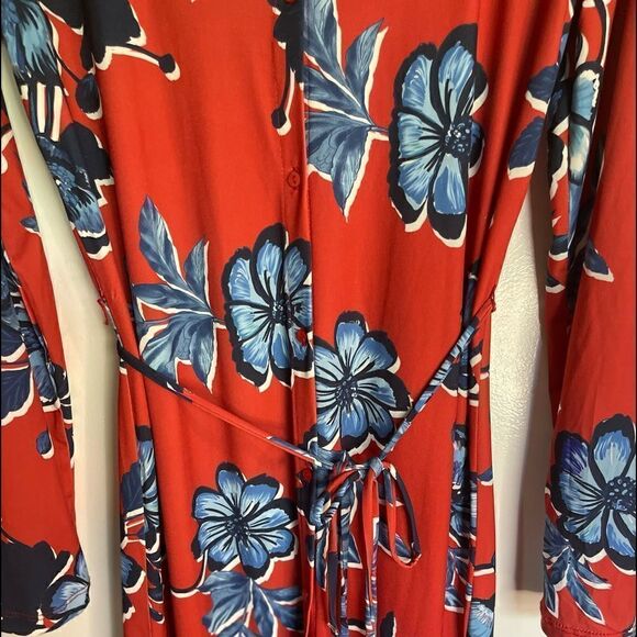 Zara Floral Buttons Down Long Sleeves Self Tie Midi Dress.Size S - Picture 10 of 16